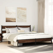 Bedframe 183x213 cm metaal bruineiken