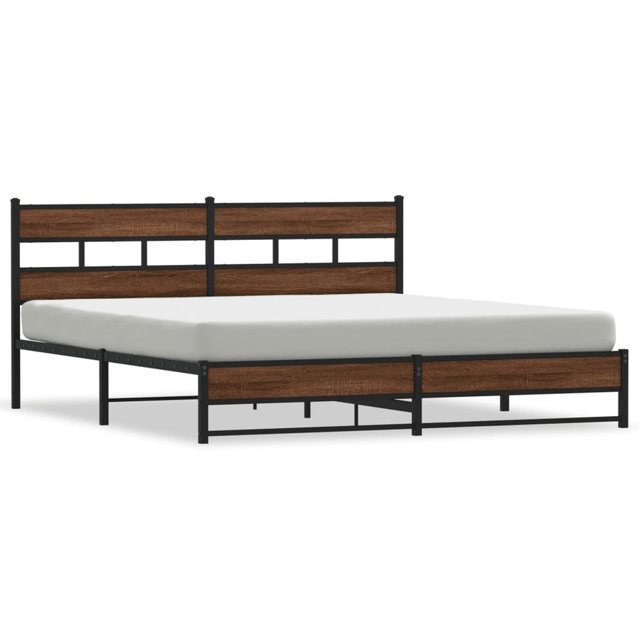 Bedframe zonder matras metaal bruin eikenkleur 193x203 cm