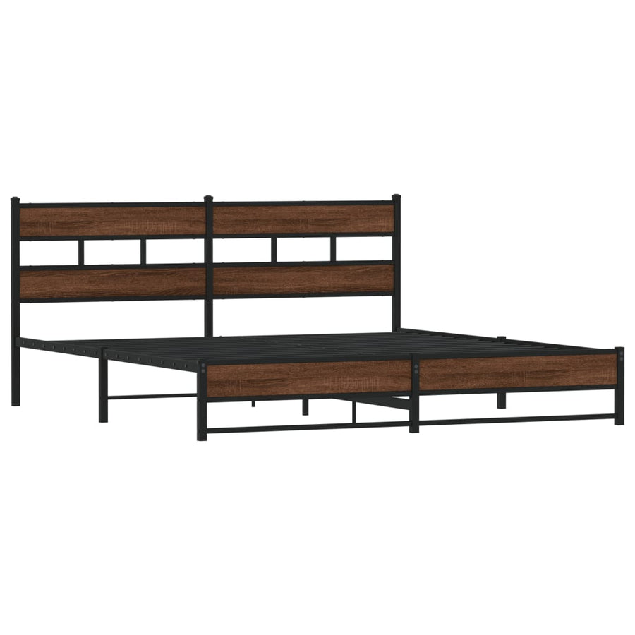Bedframe zonder matras metaal bruin eikenkleur 193x203 cm