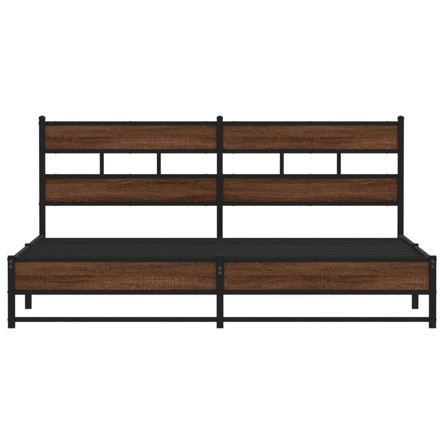 Bedframe zonder matras metaal bruin eikenkleur 193x203 cm