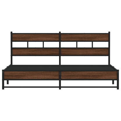 Bedframe zonder matras metaal bruin eikenkleurig 200x200 cm