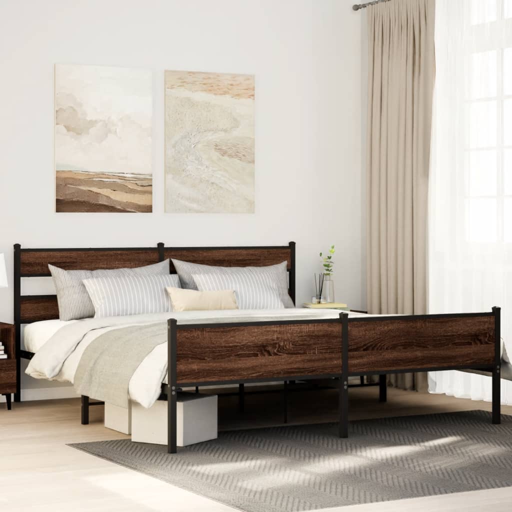 Bedframe zonder matras metaal bruin eikenkleur 180x200 cm