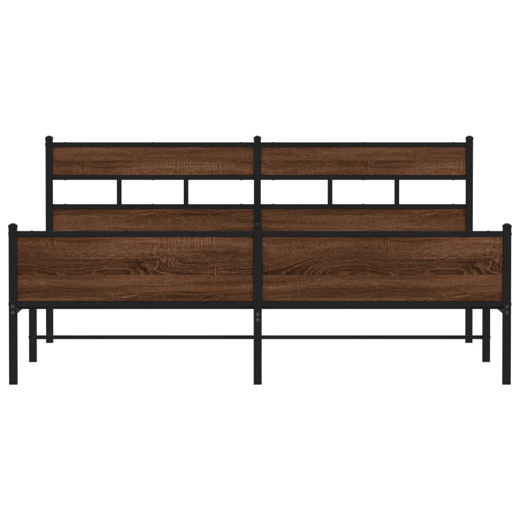 Bedframe zonder matras metaal bruin eikenkleur 183x213 cm