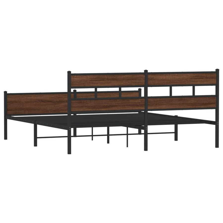 Bedframe zonder matras metaal bruin eikenkleur 183x213 cm
