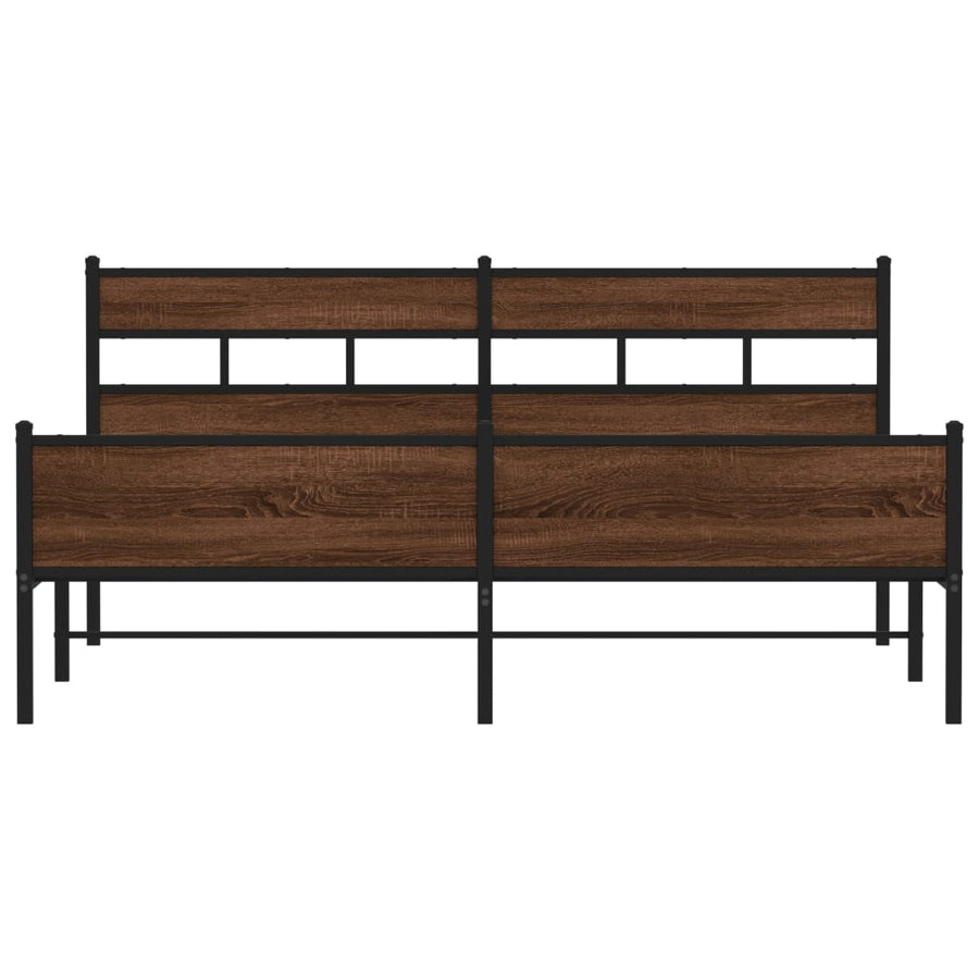 Bedframe zonder matras metaal bruin eikenkleur 193x203 cm