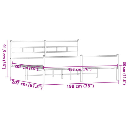 Bedframe zonder matras metaal bruin eikenkleur 193x203 cm