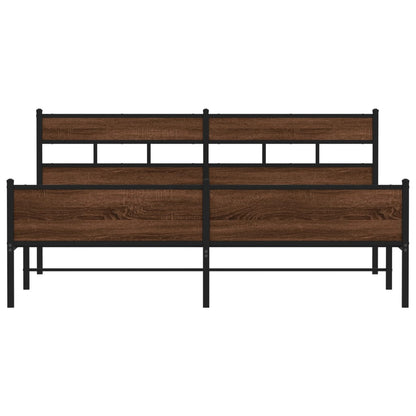 Bedframe zonder matras metaal bruin eikenkleurig 200x200 cm