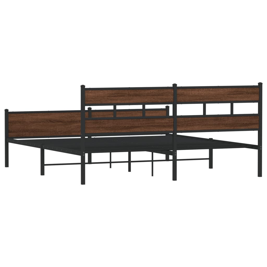 Bedframe zonder matras metaal bruin eikenkleurig 200x200 cm