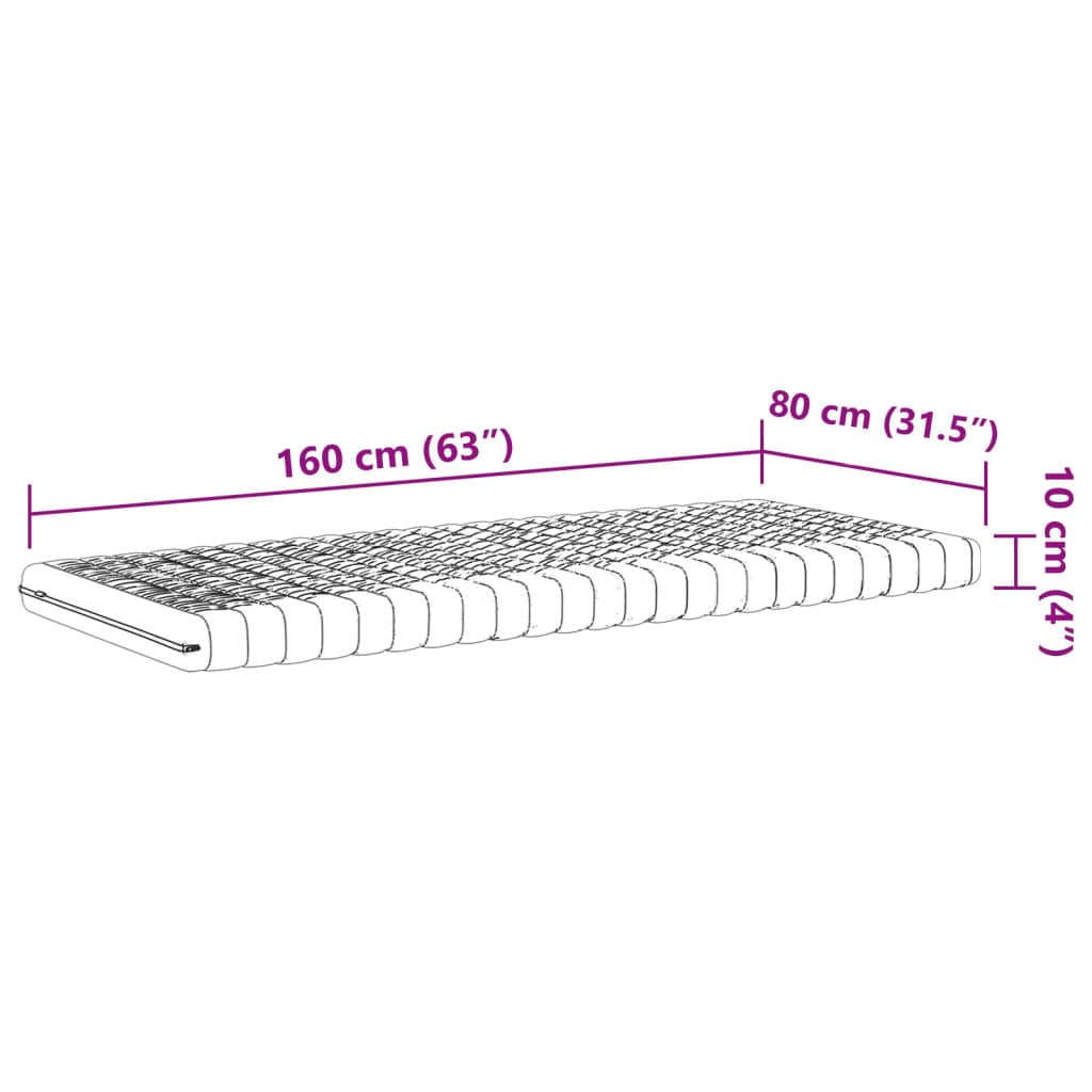 Schuimmatras voor kinderen 7 zone hardheid 20 ILD 80x160 cm wit