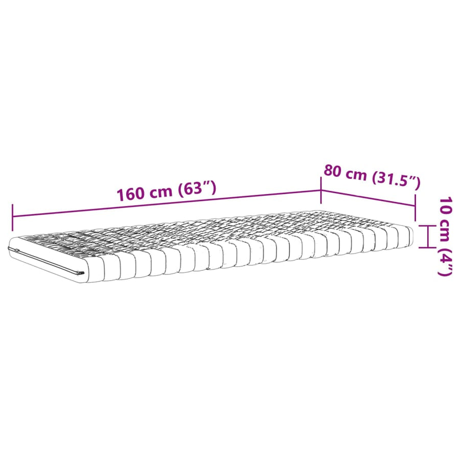 Schuimmatras voor kinderen 7 zone hardheid 20 ILD 80x160 cm wit