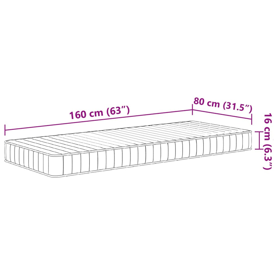 Schuimmatras voor kinderen middelzacht 80x160 cm