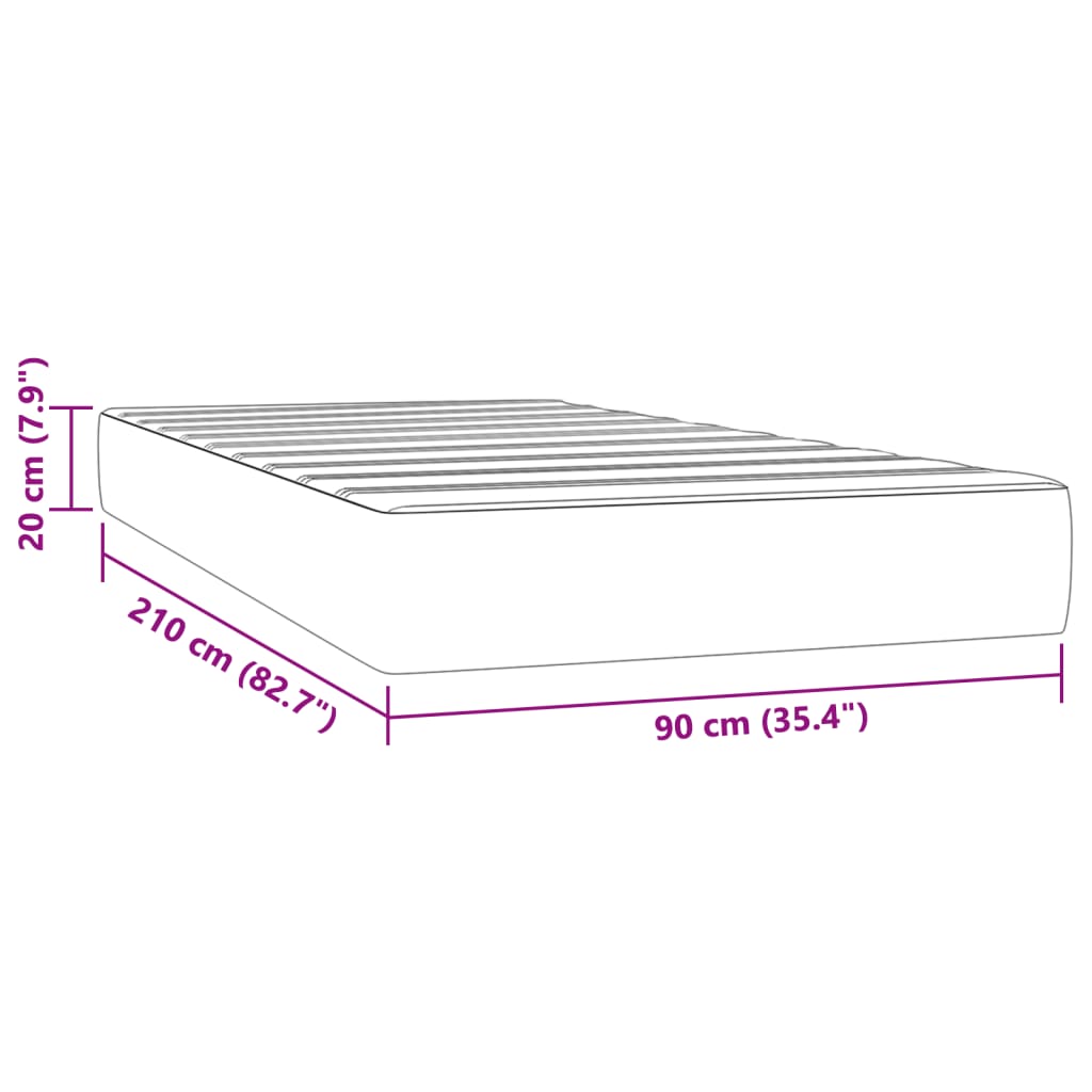 Pocketveringmatras 90x210x20 cm fluweel donkergrijs