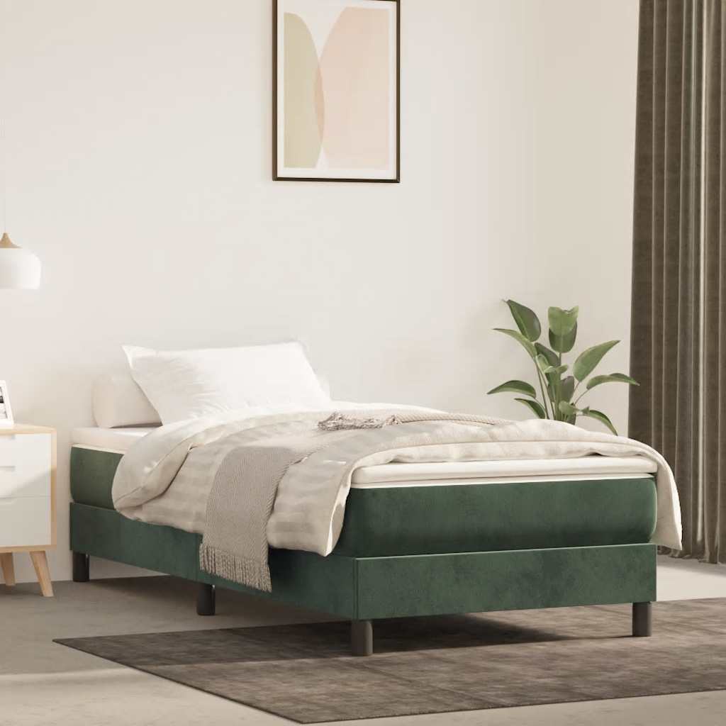 Pocketveringmatras 90X210X20 Cm Fluweel Donkergroen 90 x 210 cm
