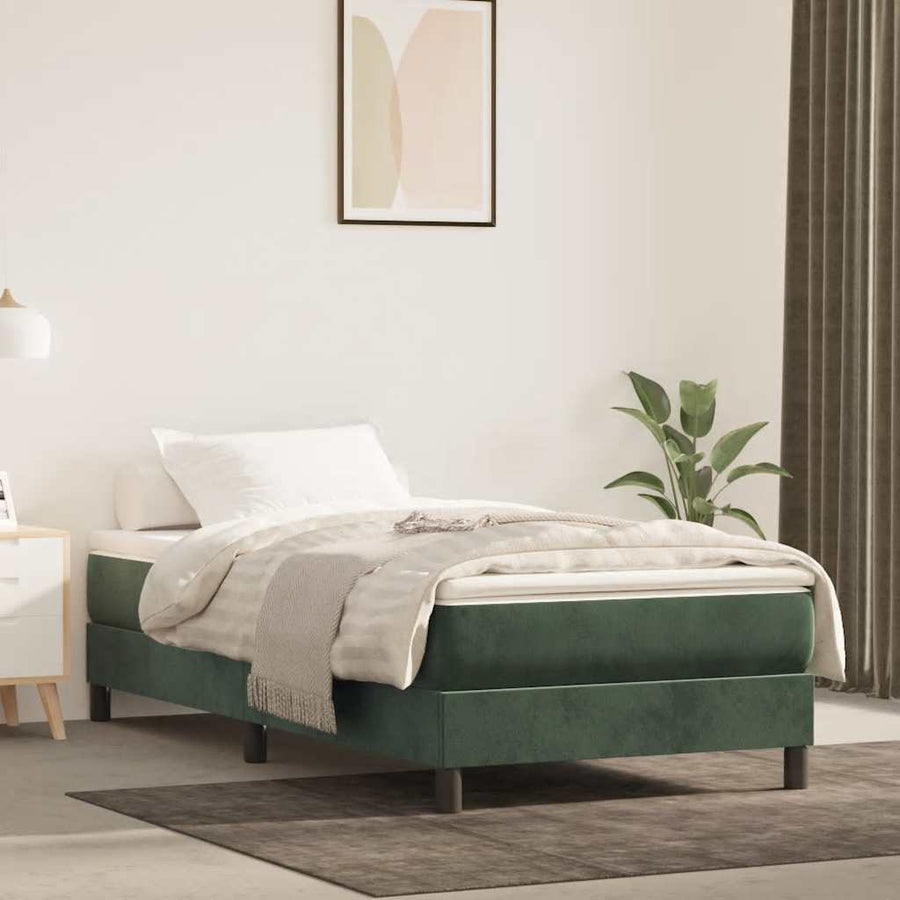 Pocketveringmatras 90X210X20 Cm Fluweel Donkergroen 90 x 210 cm