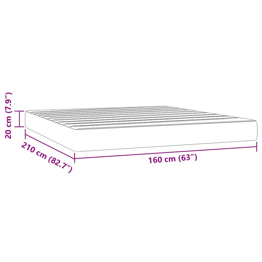 Pocketveringmatras 160x210x20 cm fluweel zwart