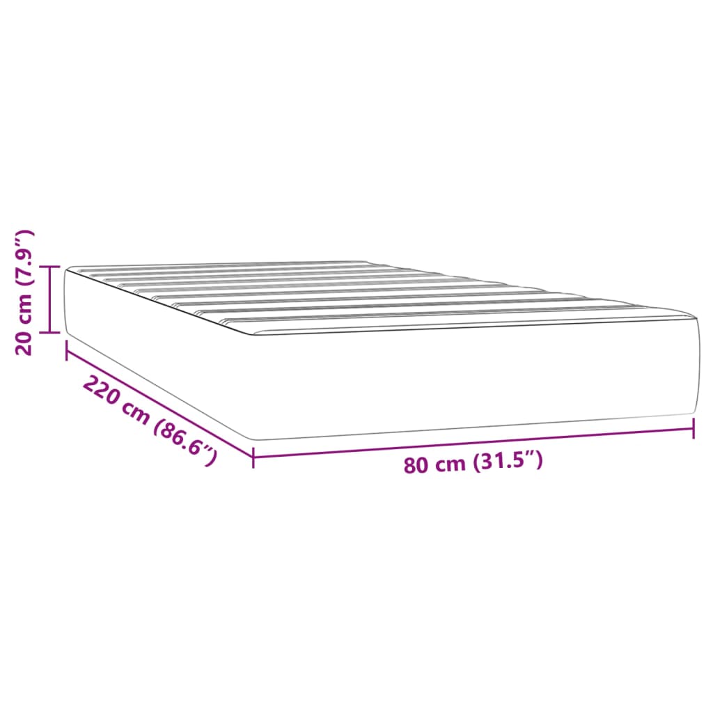Pocketveringmatras 80x220x20 cm fluweel zwart