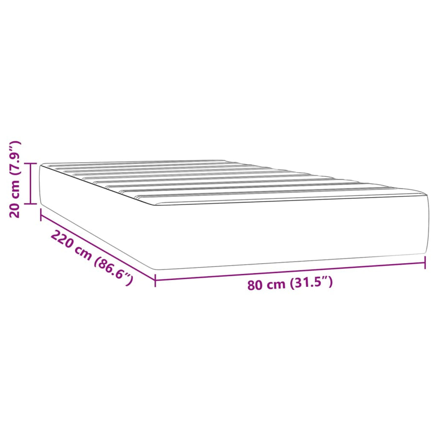 Pocketveringmatras 80x220x20 cm fluweel zwart