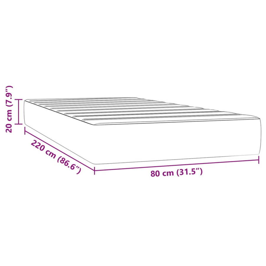 Pocketveringmatras 80x220x20 cm fluweel roze