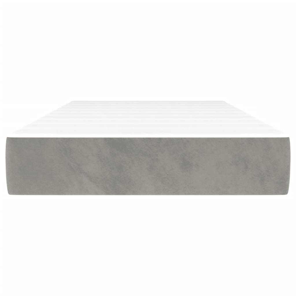 Pocketveringmatras 100x220x20 cm fluweel lichtgrijs