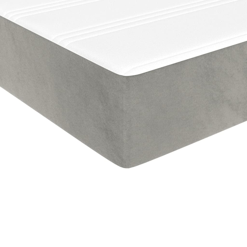 Pocketveringmatras 100x220x20 cm fluweel lichtgrijs