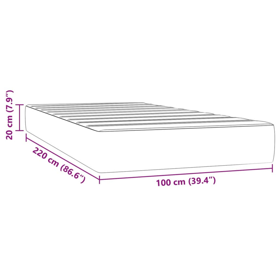 Pocketveringmatras 100x220x20 cm fluweel roze