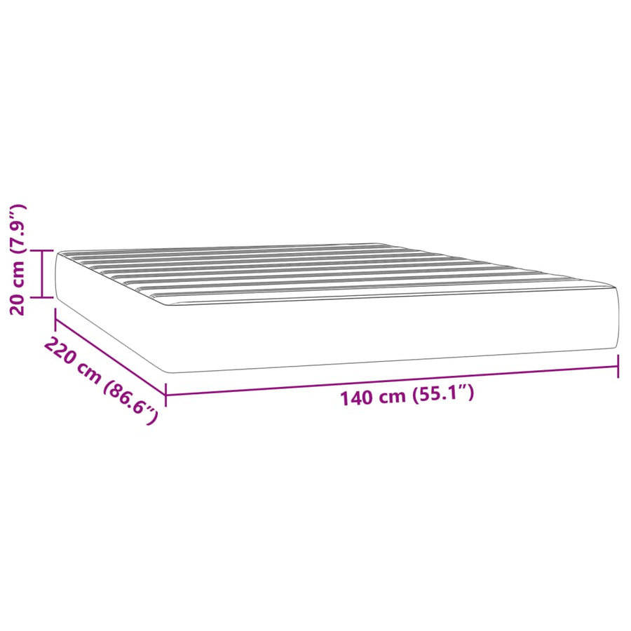 Pocketveringmatras 140x220x20 cm fluweel roze