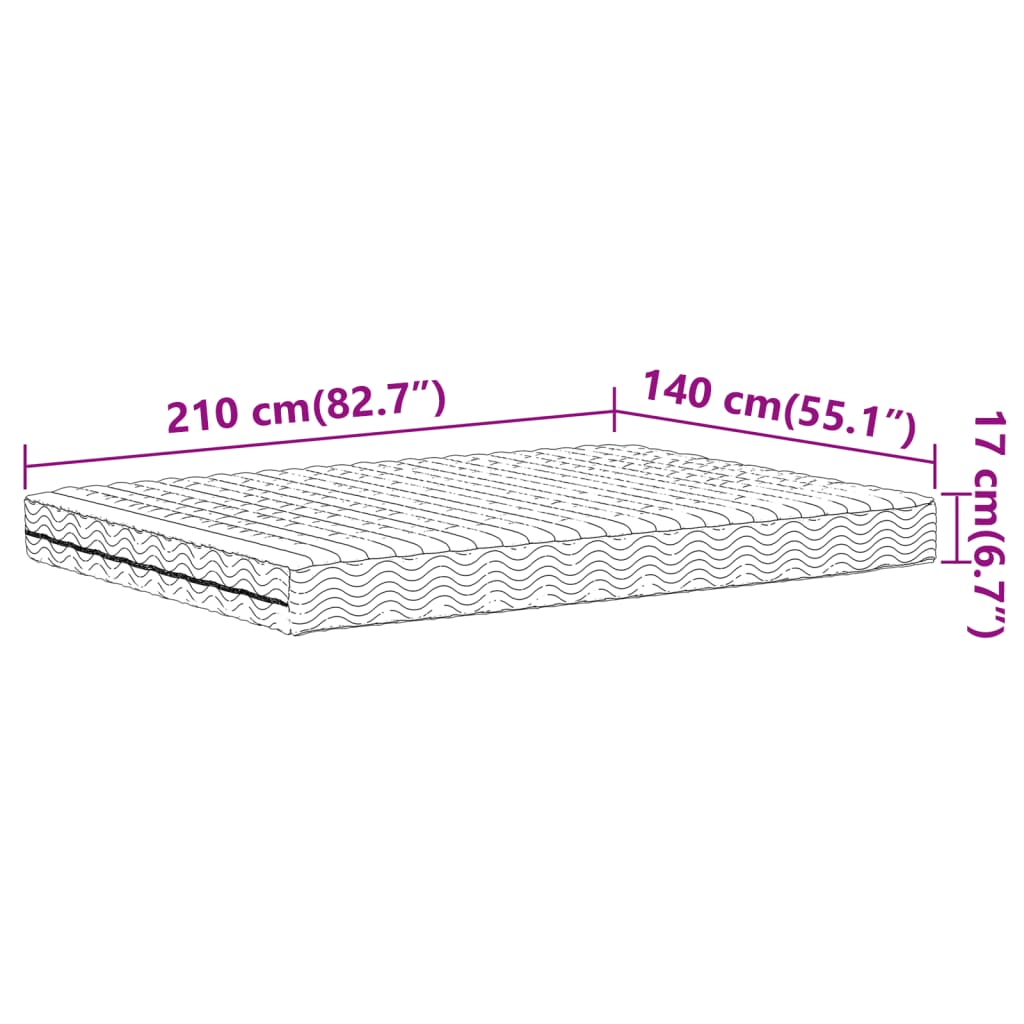 Schuimmatras hardheid H2 H3 140x210 cm wit