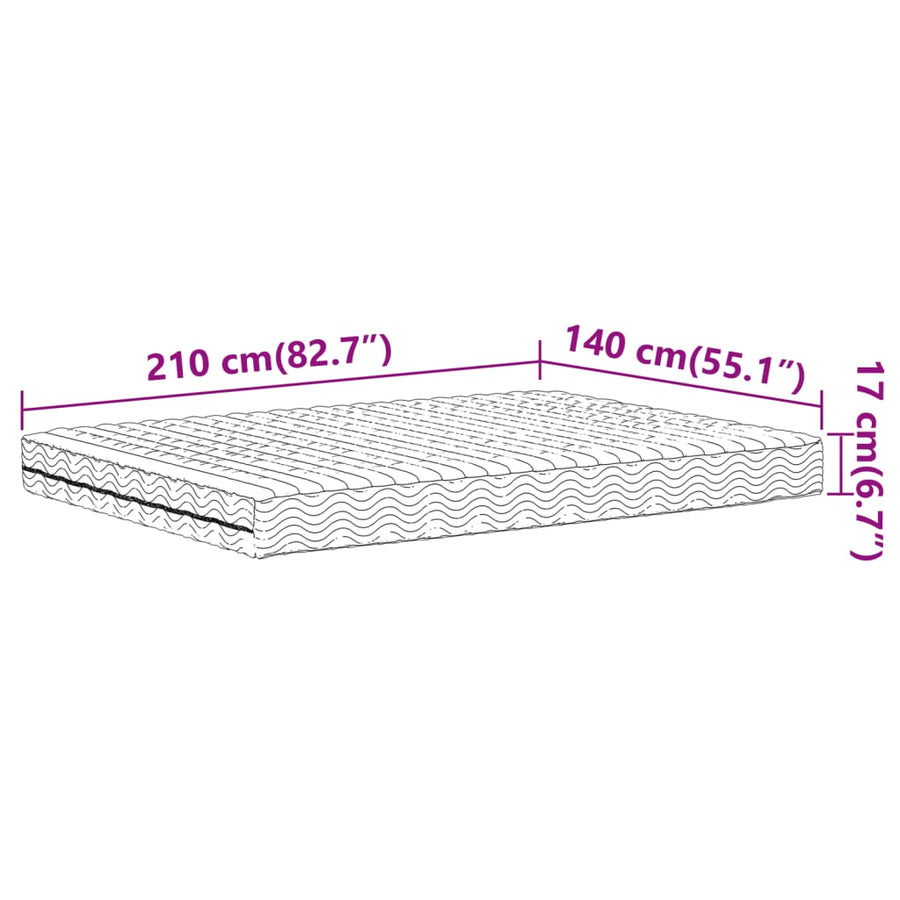 Schuimmatras hardheid H2 H3 140x210 cm wit
