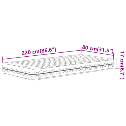 Schuimmatras hardheid H2 H3 80x220 cm wit