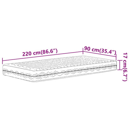 Schuimmatras hardheid H2 H3 90x220 cm wit