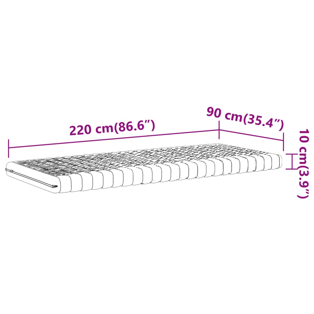 Schuimmatras 7 zones hardheid 20 ILD 90x220 cm wit