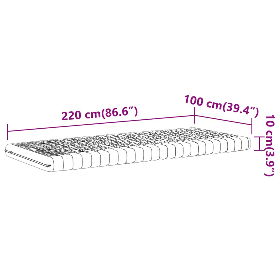 Schuimmatras 7 zones hardheid 20 ILD 100x220 cm wit