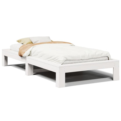Bedframe zonder matras massief grenenhout wit 140x200 cm