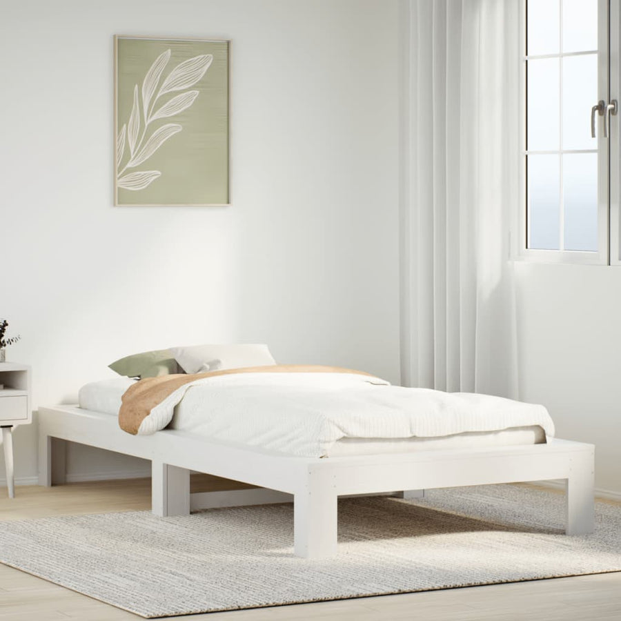 Bedframe zonder matras massief grenenhout wit 140x200 cm