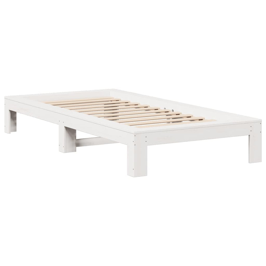 Bedframe zonder matras massief grenenhout wit 90x200 cm