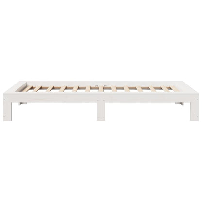 Bedframe zonder matras massief grenenhout wit 90x200 cm