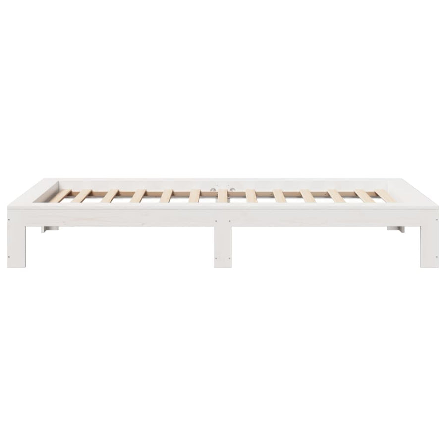 Bedframe zonder matras massief grenenhout wit 90x200 cm