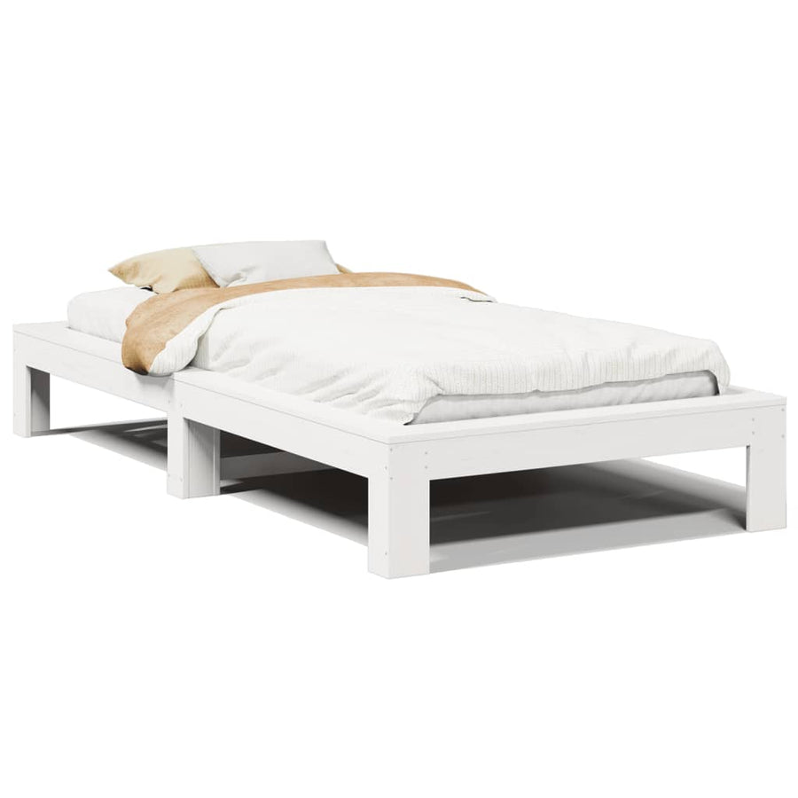 Bedframe zonder matras massief grenenhout wit 90x190 cm
