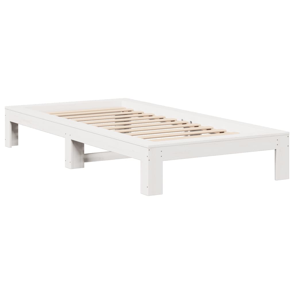 Bedframe zonder matras massief grenenhout wit 90x190 cm