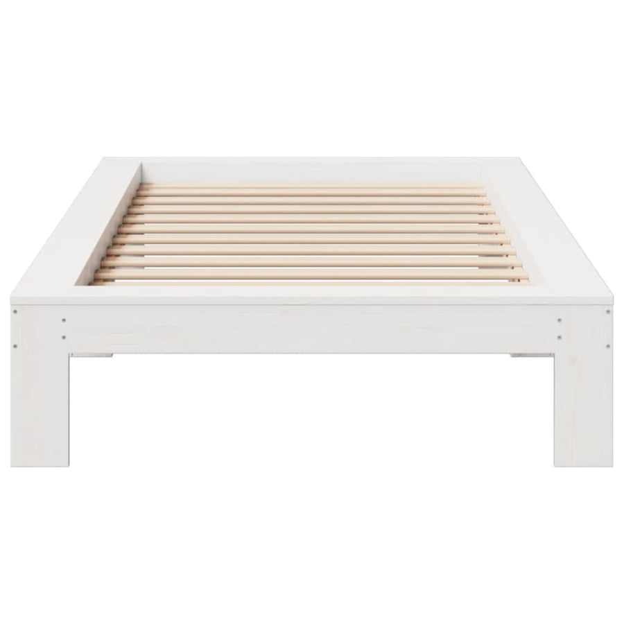 Bedframe zonder matras massief grenenhout wit 90x190 cm