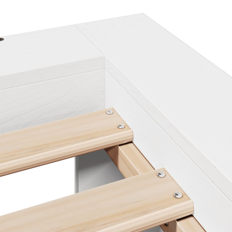 Bedframe zonder matras massief grenenhout wit 90x190 cm