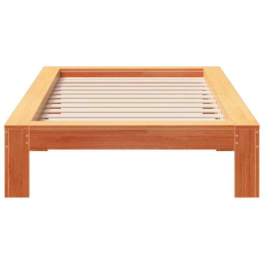 Bedframe zonder matras massief grenenhout wasbruin 90x190 cm