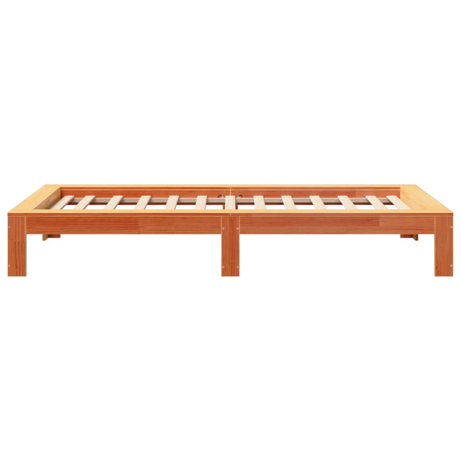 Bedframe zonder matras massief grenenhout wasbruin 90x190 cm