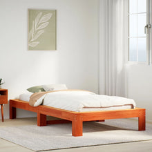 Bedframe zonder matras massief grenenhout wasbruin 90x190 cm