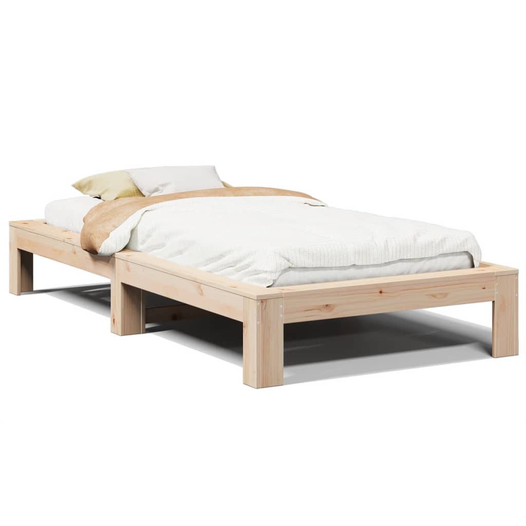 Bedframe zonder matras massief grenenhout 75x190 cm