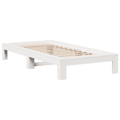 Bedframe zonder matras massief grenenhout wit 75x190 cm