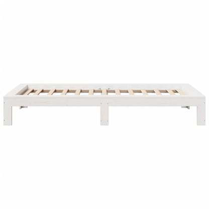 Bedframe zonder matras massief grenenhout wit 75x190 cm