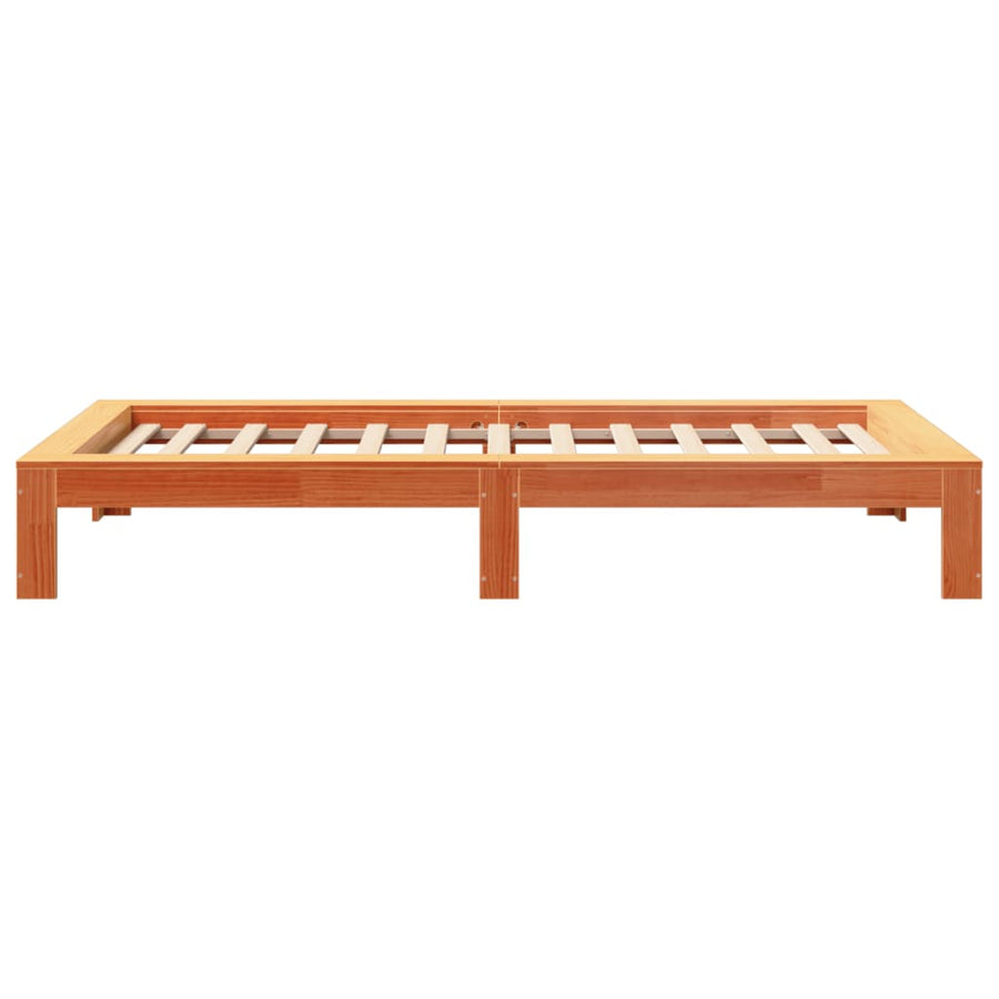 Bedframe zonder matras massief grenenhout wasbruin 75x190 cm