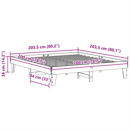 Bedframe zonder matras massief grenenhout 200x200 cm