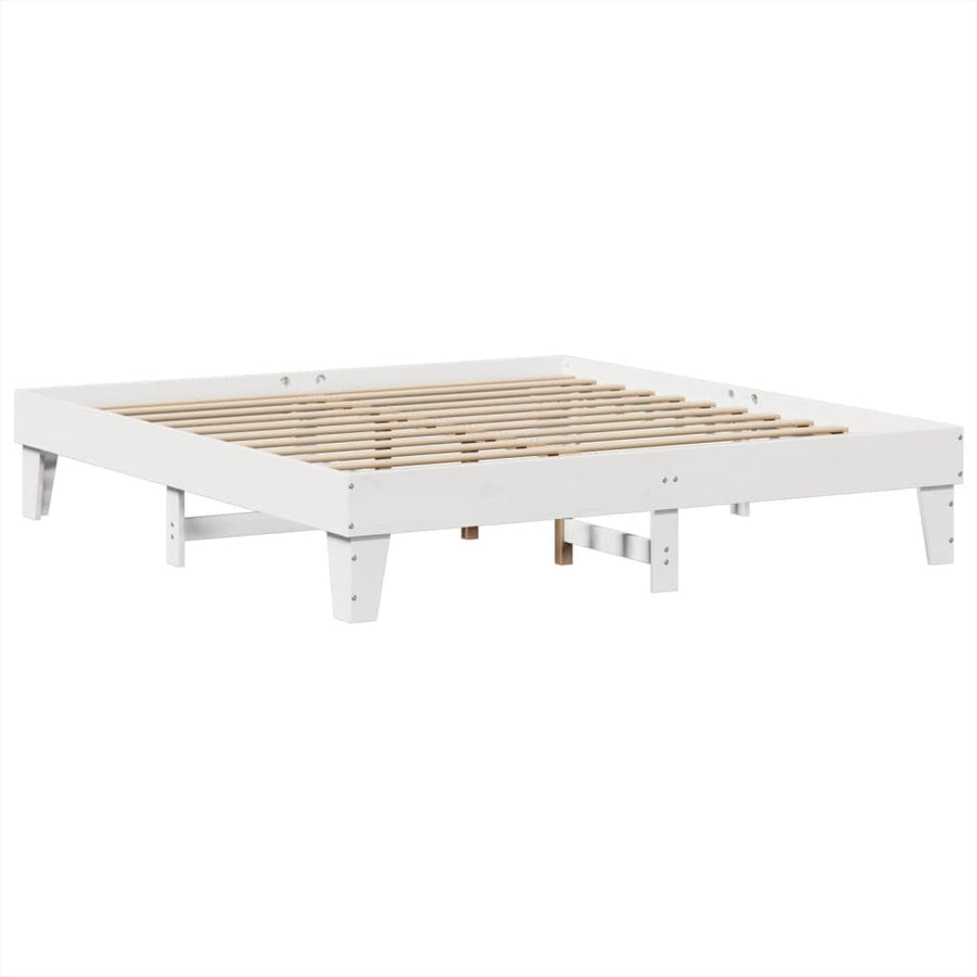 Bedframe zonder matras massief grenenhout wit 200x200 cm